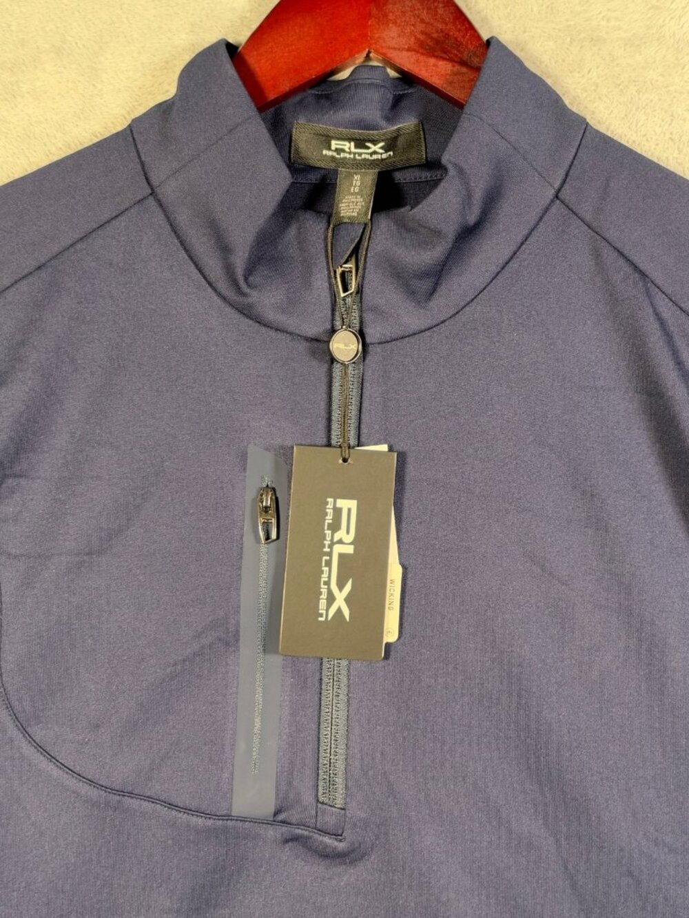 RLX Ralph Lauren Pullover Mens XL Blue 1/4 Zip Stretch Jersey Performance Golf